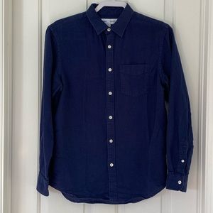 Old Navy Reg Fit Linen & Cotton Button Down Navy Long Sleeve Shirt, Sold Out